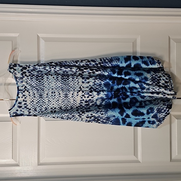 NWOT Isla Bonita Sleeveless Tank Style Cover Up in Blue/Whites one size fits all - Picture 3 of 10
